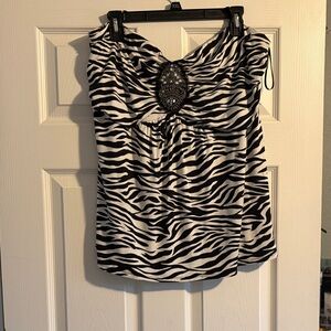 Torrid size 3 Zebra Print tube top with Embellished Detail